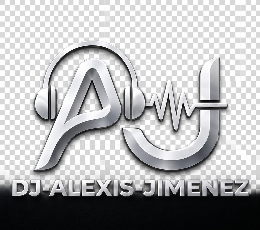 Logo de DJ Alexis Jimenez en variante plateada con franja