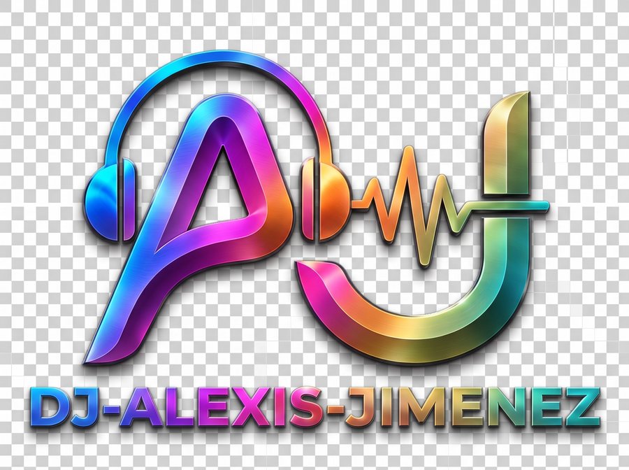 Logo de DJ Alexis Jimenez en variante de degradado metálico multicolor