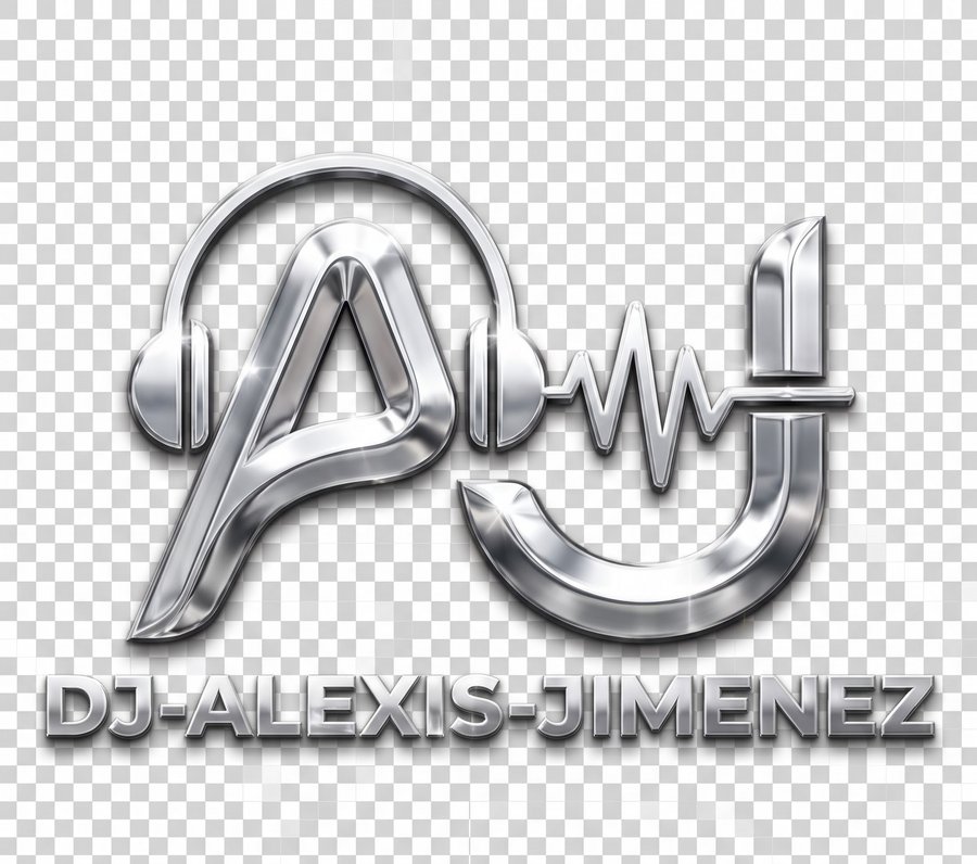 Logo de DJ Alexis Jimenez en variante plateada con destellos