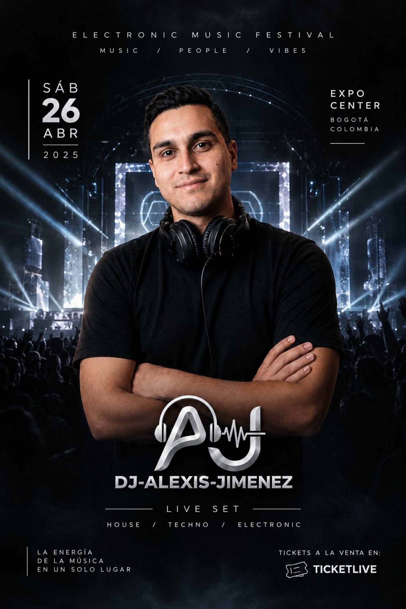 Póster demo vertical de evento de DJ Alexis Jimenez