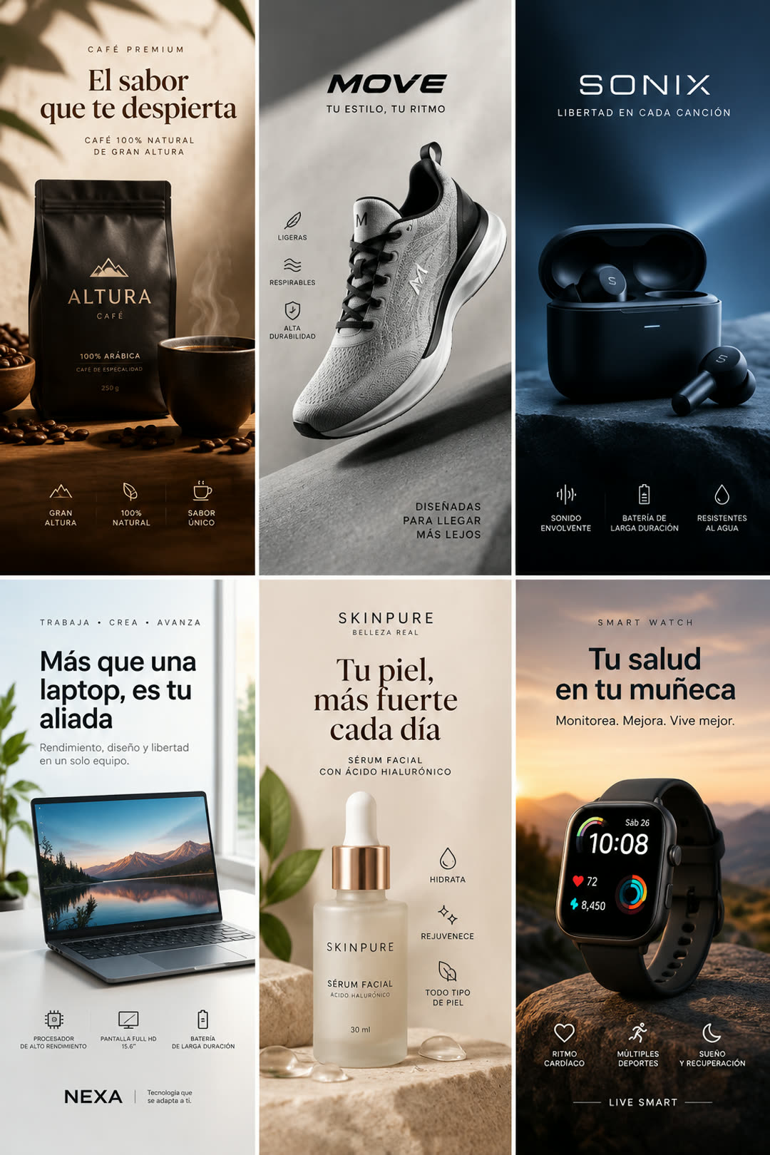 Colección de diseños publicitarios de producto