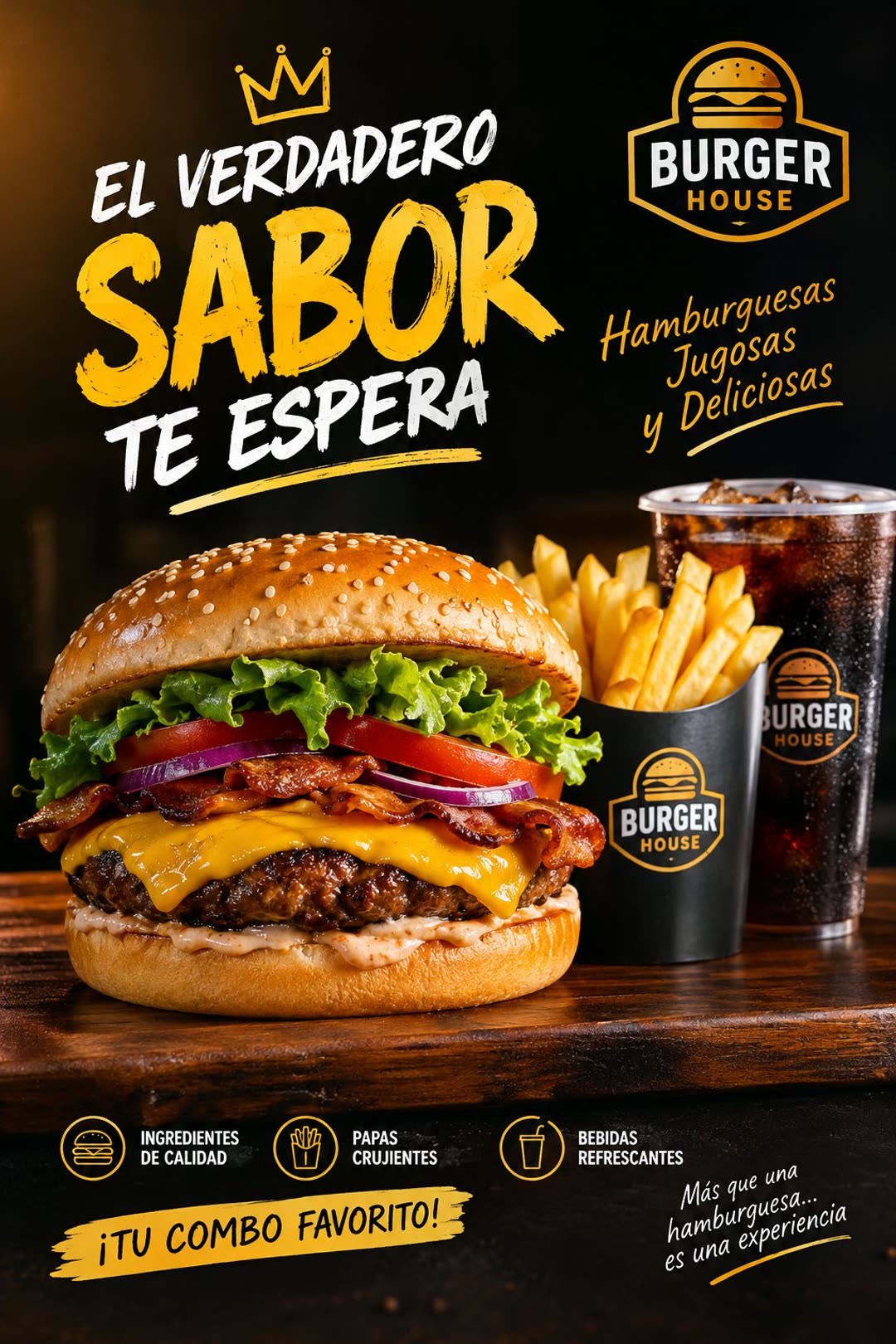 Póster Burger House, el verdadero sabor te espera