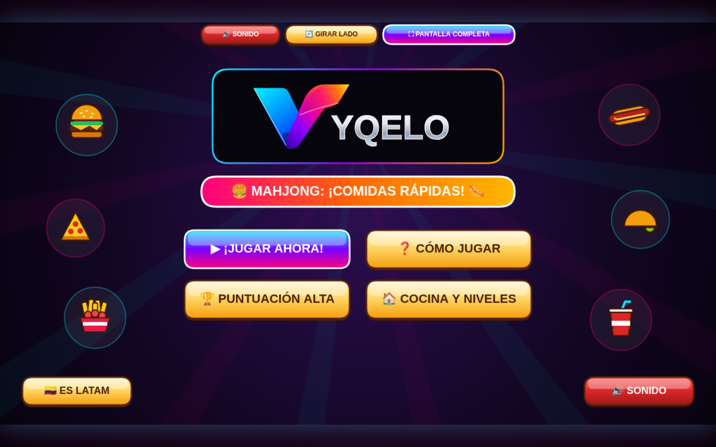Vista previa del juego VYQELO Mahjong de comidas rápidas